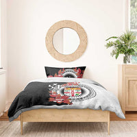 Personalised Fiji Day Bedding Set Fijian Tapa Pattern Mix Tagimoucia - Black Version