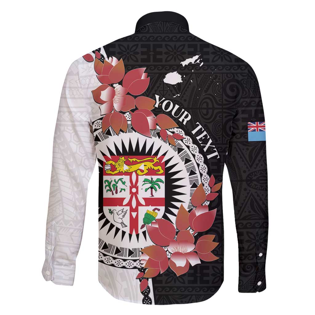 Personalised Fiji Day Family Matching Short Sleeve Bodycon Dress and Hawaiian Shirt Fijian Tapa Pattern Mix Tagimoucia - Black Version LT14 - Polynesian Pride