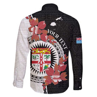 Personalised Fiji Day Family Matching Short Sleeve Bodycon Dress and Hawaiian Shirt Fijian Tapa Pattern Mix Tagimoucia - Black Version LT14 - Polynesian Pride