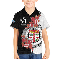 Personalised Fiji Day Family Matching Short Sleeve Bodycon Dress and Hawaiian Shirt Fijian Tapa Pattern Mix Tagimoucia - Black Version LT14 Son's Shirt Black - Polynesian Pride