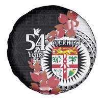 Personalised Fiji Day Spare Tire Cover Fijian Tapa Pattern Mix Tagimoucia - Black Version LT14 - Polynesian Pride