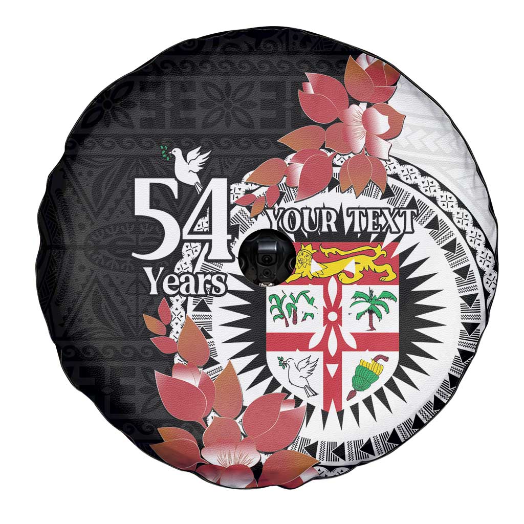 Personalised Fiji Day Spare Tire Cover Fijian Tapa Pattern Mix Tagimoucia - Black Version LT14 - Polynesian Pride