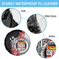 Personalised Fiji Day Spare Tire Cover Fijian Tapa Pattern Mix Tagimoucia - Black Version LT14 - Polynesian Pride