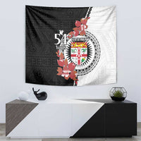 Personalised Fiji Day Tapestry Fijian Tapa Pattern Mix Tagimoucia - Black Version