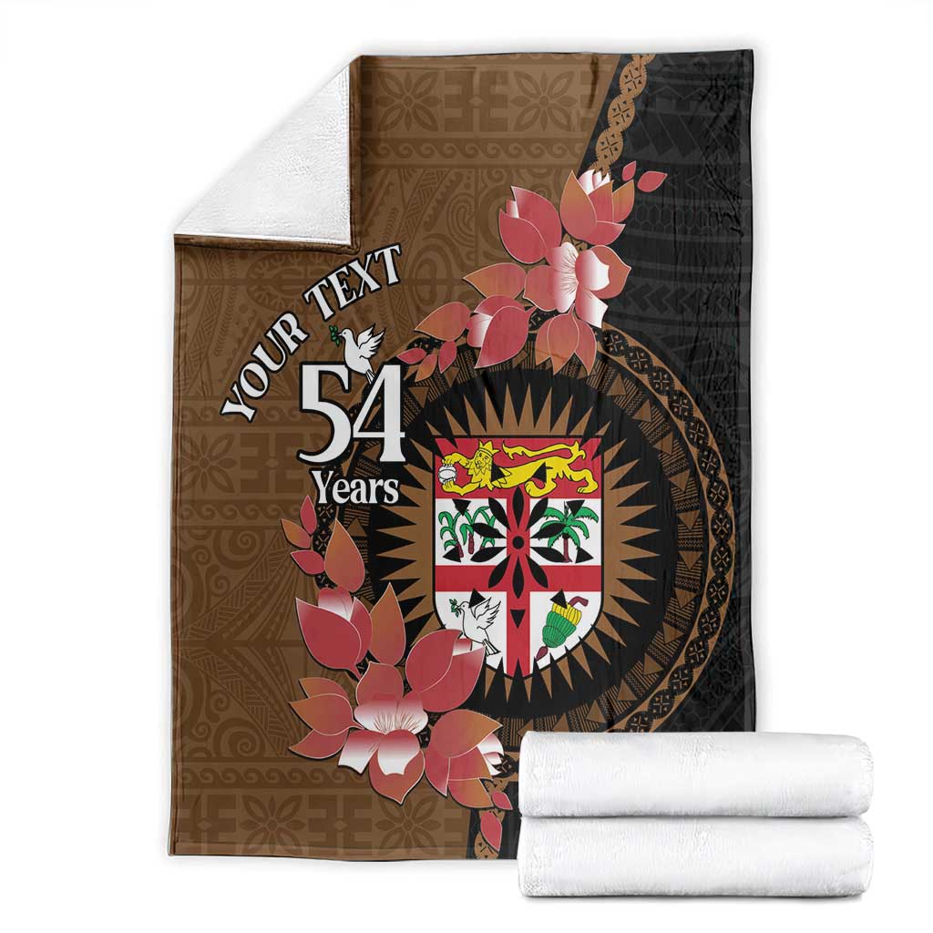 Personalised Fiji Day Blanket Fijian Tapa Pattern Mix Tagimoucia - Brown Version