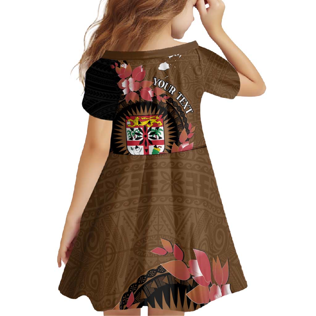 Personalised Fiji Day Family Matching Tank Maxi Dress and Hawaiian Shirt Fijian Tapa Pattern Mix Tagimoucia - Brown Version LT14 - Polynesian Pride