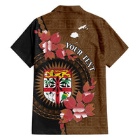 Personalised Fiji Day Family Matching Tank Maxi Dress and Hawaiian Shirt Fijian Tapa Pattern Mix Tagimoucia - Brown Version LT14 - Polynesian Pride