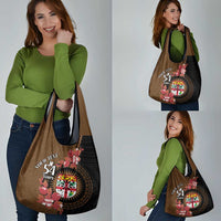 Personalised Fiji Day Grocery Bag Fijian Tapa Pattern Mix Tagimoucia - Brown Version