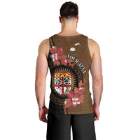 Personalised Fiji Day Men Tank Top Fijian Tapa Pattern Mix Tagimoucia - Brown Version