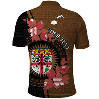 Personalised Fiji Day Polo Shirt Fijian Tapa Pattern Mix Tagimoucia - Brown Version