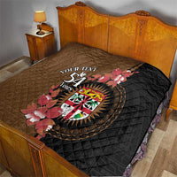 Personalised Fiji Day Quilt Fijian Tapa Pattern Mix Tagimoucia - Brown Version