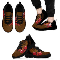 Personalised Fiji Day Sneakers Fijian Tapa Pattern Mix Tagimoucia - Brown Version
