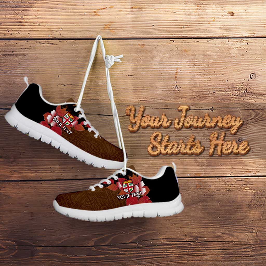 Personalised Fiji Day Sneakers Fijian Tapa Pattern Mix Tagimoucia - Brown Version