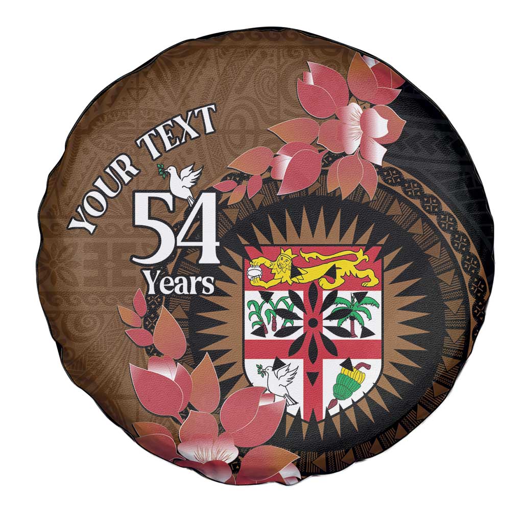 Personalised Fiji Day Spare Tire Cover Fijian Tapa Pattern Mix Tagimoucia - Brown Version LT14 - Polynesian Pride