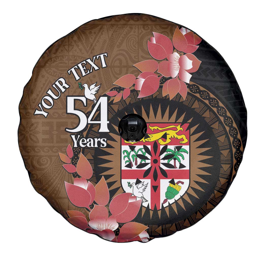 Personalised Fiji Day Spare Tire Cover Fijian Tapa Pattern Mix Tagimoucia - Brown Version LT14 - Polynesian Pride
