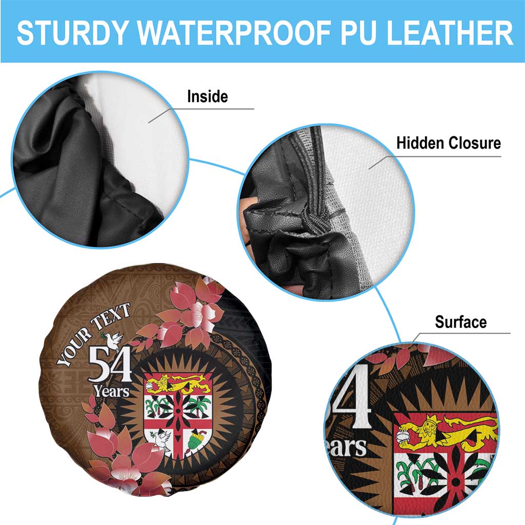 Personalised Fiji Day Spare Tire Cover Fijian Tapa Pattern Mix Tagimoucia - Brown Version LT14 - Polynesian Pride