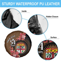 Personalised Fiji Day Spare Tire Cover Fijian Tapa Pattern Mix Tagimoucia - Brown Version LT14 - Polynesian Pride