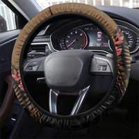 Fiji Day Steering Wheel Cover Fijian Tapa Pattern Mix Tagimoucia - Brown Version LT14 - Polynesian Pride