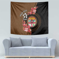 Personalised Fiji Day Tapestry Fijian Tapa Pattern Mix Tagimoucia - Brown Version