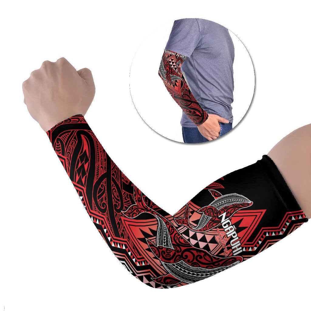 Aotearoa Iwi Ngapuhi Personalised Arm Sleeves NZ Maori Humpback Whale Taniko Motifs