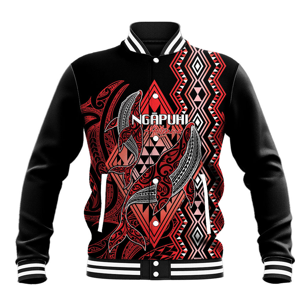 Aotearoa Iwi Ngapuhi Personalised Baseball Jacket NZ Maori Humpback Whale Taniko Motifs