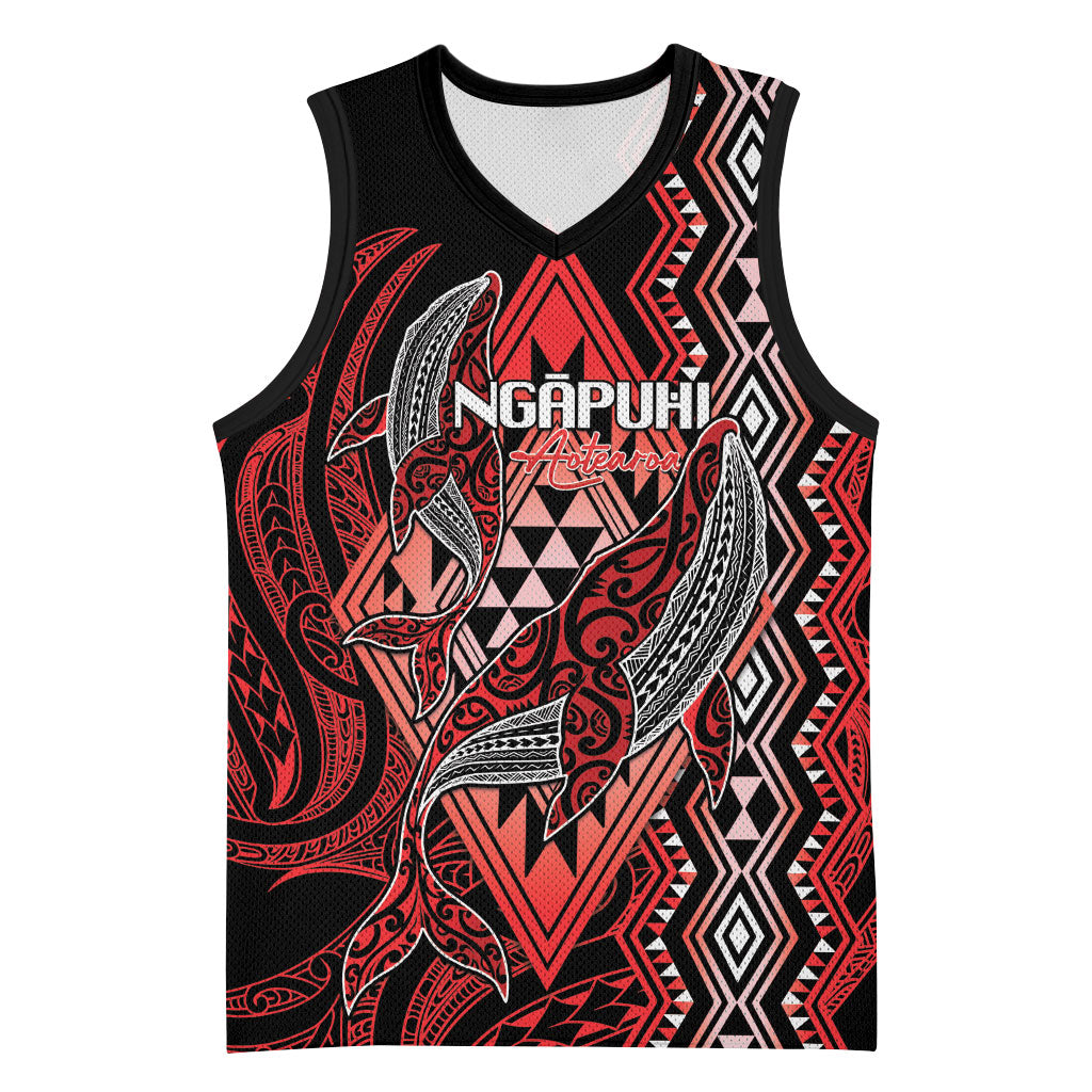 Aotearoa Iwi Ngapuhi Personalised Basketball Jersey NZ Maori Humpback Whale Taniko Motifs