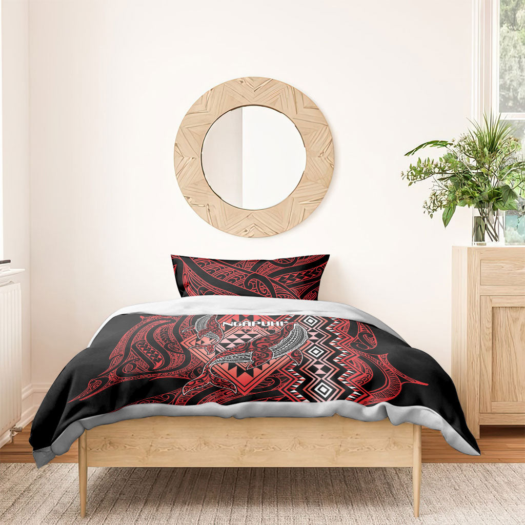 Aotearoa Iwi Ngapuhi Bedding Set NZ Maori Humpback Whale Taniko Motifs