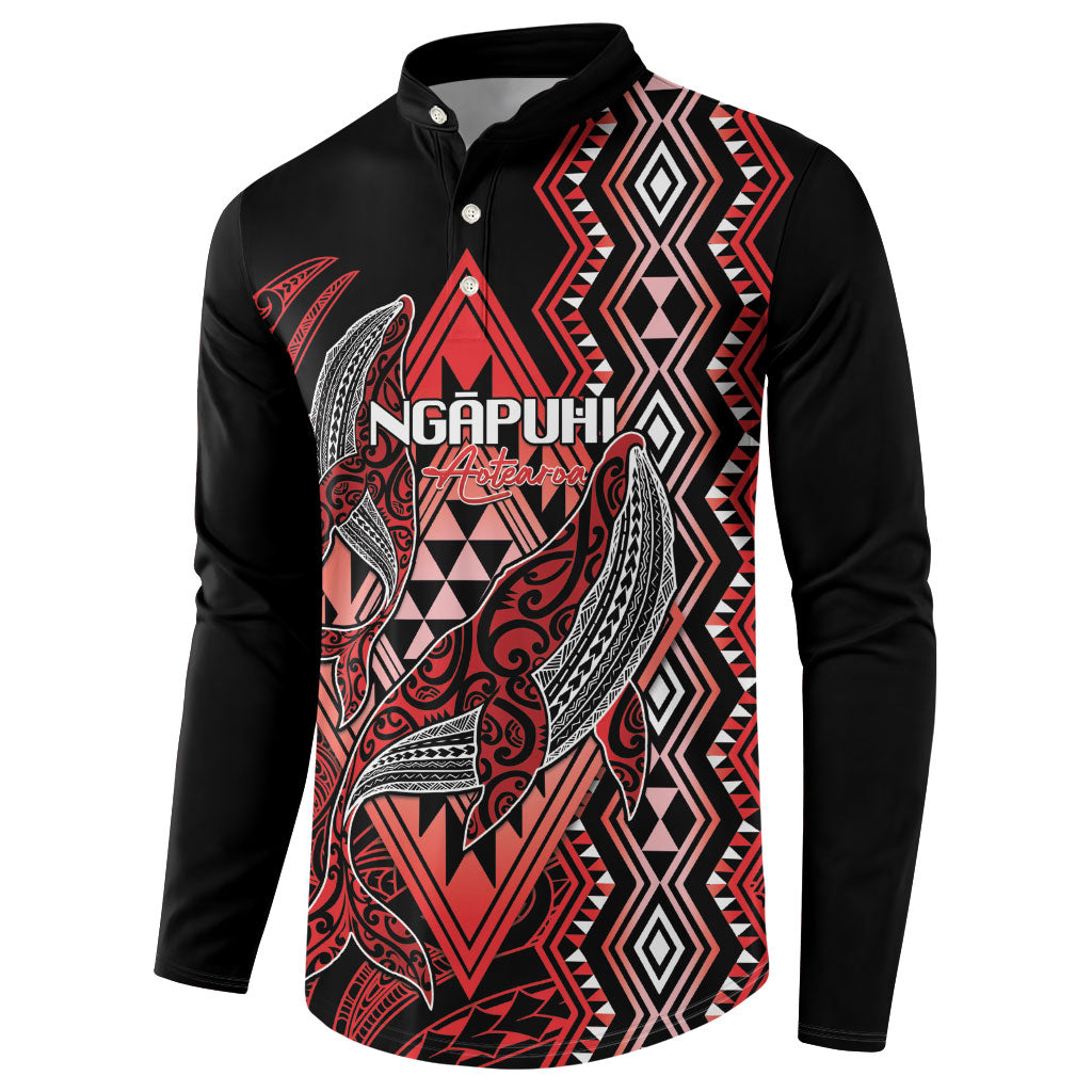 Aotearoa Iwi Ngapuhi Personalised Button Sweatshirt NZ Maori Humpback Whale Taniko Motifs