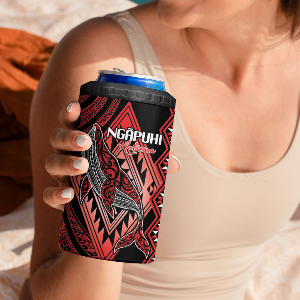 Aotearoa Iwi Ngapuhi Personalised 4 in 1 Can Cooler Tumbler NZ Maori Humpback Whale Taniko Motifs