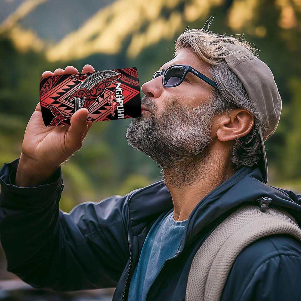 Aotearoa Iwi Ngapuhi Personalised 4 in 1 Can Cooler Tumbler NZ Maori Humpback Whale Taniko Motifs