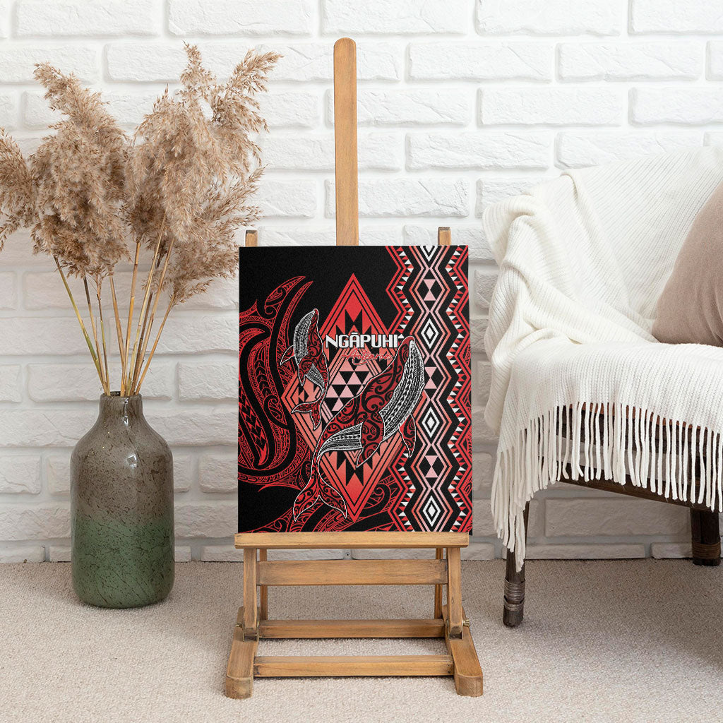 Aotearoa Iwi Ngapuhi Canvas Wall Art NZ Maori Humpback Whale Taniko Motifs