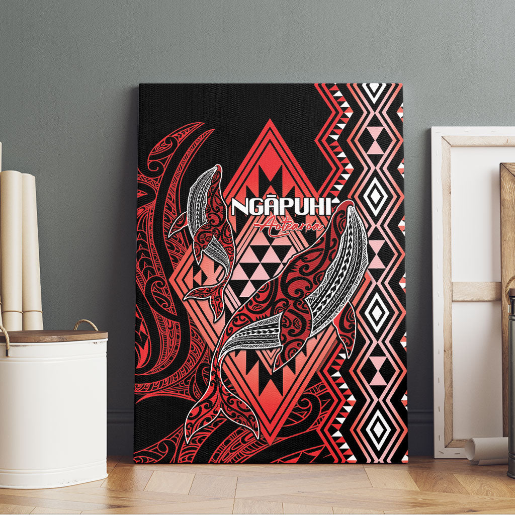 Aotearoa Iwi Ngapuhi Canvas Wall Art NZ Maori Humpback Whale Taniko Motifs