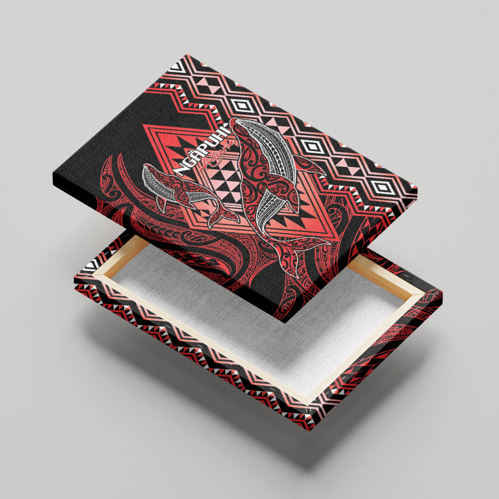 Aotearoa Iwi Ngapuhi Canvas Wall Art NZ Maori Humpback Whale Taniko Motifs