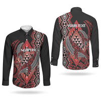 Aotearoa Iwi Ngapuhi Personalised Couples Matching Short Sleeve Bodycon Dress and Long Sleeve Button Shirt NZ Maori Humpback Whale Taniko Motifs