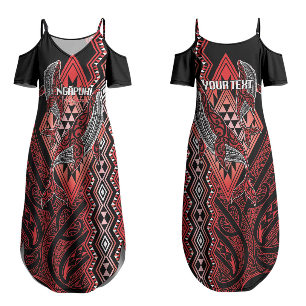 Aotearoa Iwi Ngapuhi Personalised Couples Matching Summer Maxi Dress and Hawaiian Shirt NZ Maori Humpback Whale Taniko Motifs