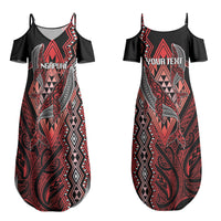 Aotearoa Iwi Ngapuhi Personalised Couples Matching Summer Maxi Dress and Hawaiian Shirt NZ Maori Humpback Whale Taniko Motifs
