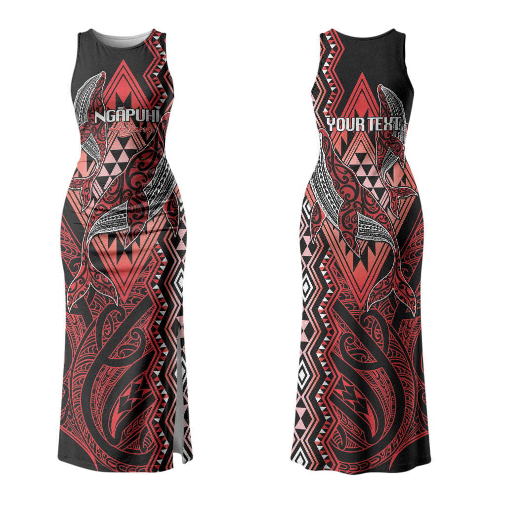 Aotearoa Iwi Ngapuhi Personalised Couples Matching Tank Maxi Dress and Long Sleeve Button Shirt NZ Maori Humpback Whale Taniko Motifs