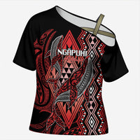 Aotearoa Iwi Ngapuhi Personalised Cross Shoulder Shirt NZ Maori Humpback Whale Taniko Motifs
