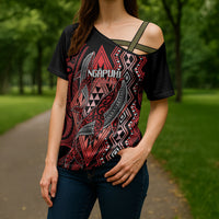 Aotearoa Iwi Ngapuhi Personalised Cross Shoulder Shirt NZ Maori Humpback Whale Taniko Motifs