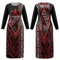 Aotearoa Iwi Ngapuhi Personalised Family Matching Long Sleeve Bodycon Dress and Hawaiian Shirt NZ Maori Humpback Whale Taniko Motifs