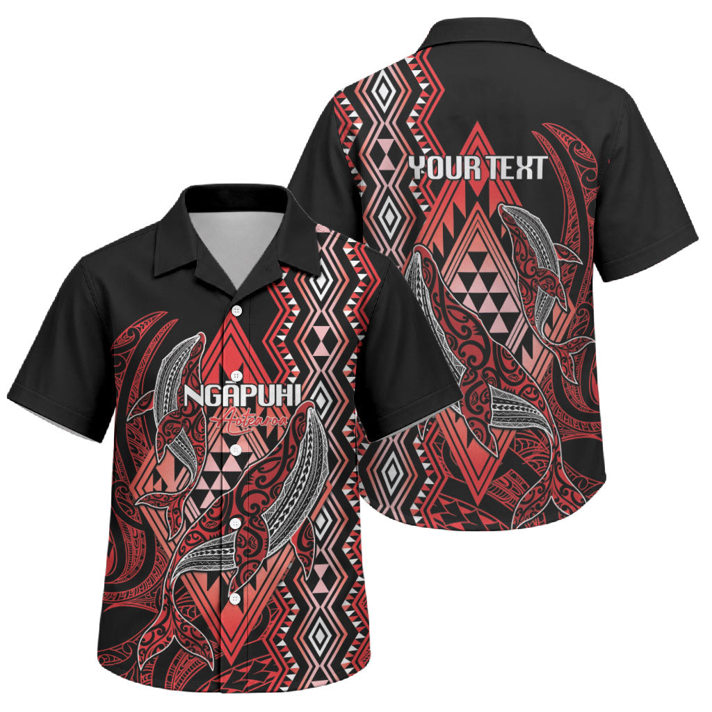 Aotearoa Iwi Ngapuhi Personalised Family Matching Off The Shoulder Long Sleeve Dress and Hawaiian Shirt NZ Maori Humpback Whale Taniko Motifs