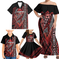 Aotearoa Iwi Ngapuhi Personalised Family Matching Off Shoulder Maxi Dress and Hawaiian Shirt NZ Maori Humpback Whale Taniko Motifs