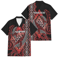 Aotearoa Iwi Ngapuhi Personalised Family Matching Off Shoulder Short Dress and Hawaiian Shirt NZ Maori Humpback Whale Taniko Motifs