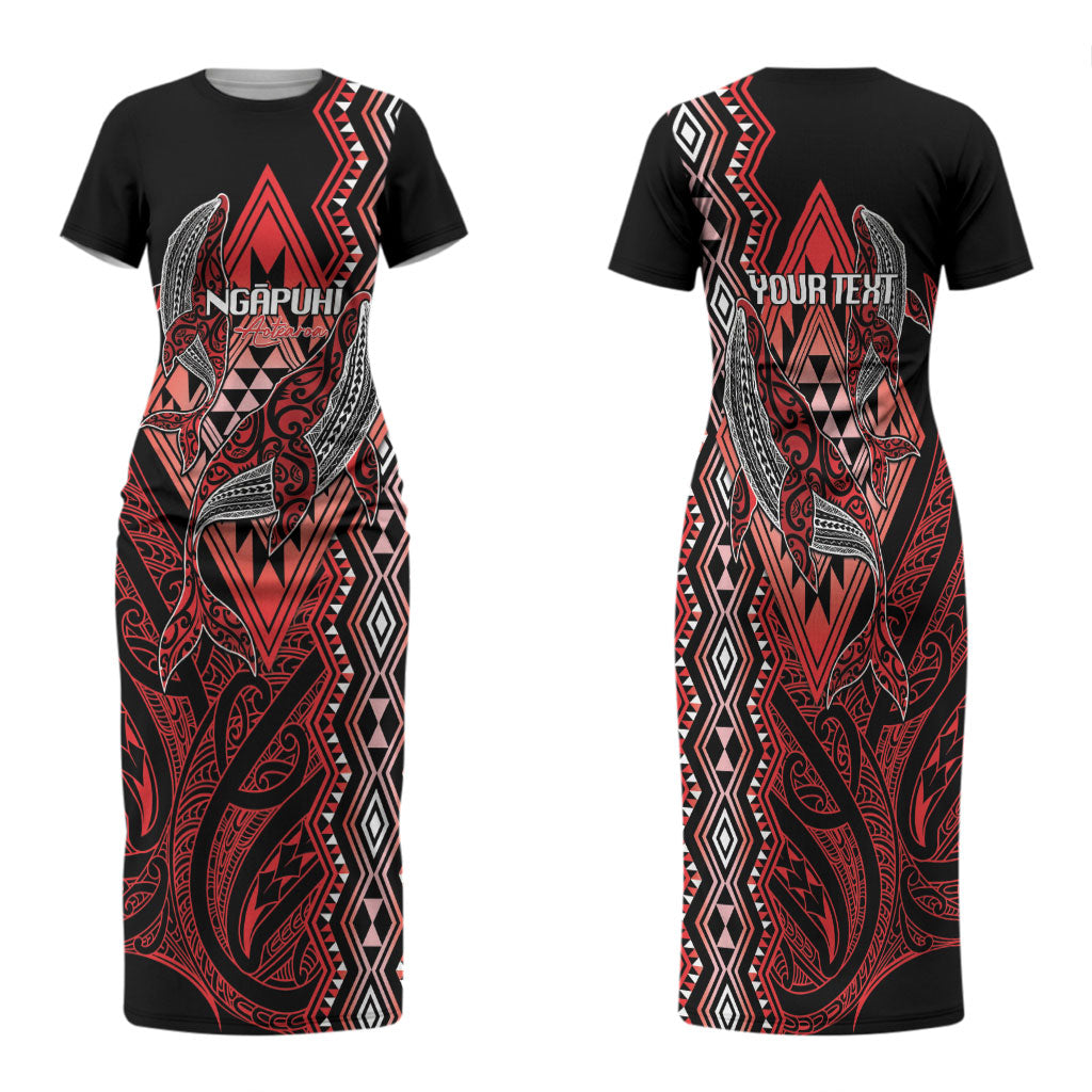 Aotearoa Iwi Ngapuhi Personalised Family Matching Short Sleeve Bodycon Dress and Hawaiian Shirt NZ Maori Humpback Whale Taniko Motifs