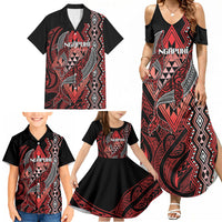Aotearoa Iwi Ngapuhi Personalised Family Matching Summer Maxi Dress and Hawaiian Shirt NZ Maori Humpback Whale Taniko Motifs