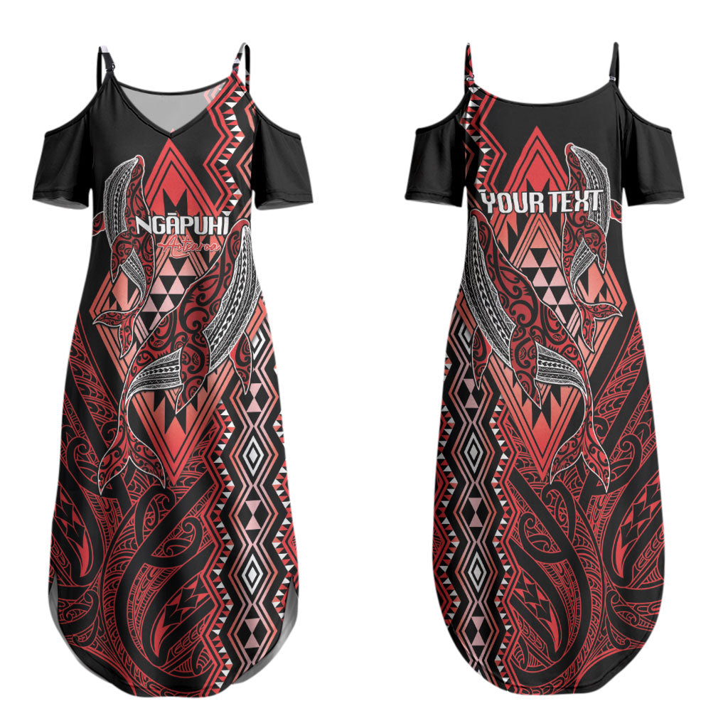 Aotearoa Iwi Ngapuhi Personalised Family Matching Summer Maxi Dress and Hawaiian Shirt NZ Maori Humpback Whale Taniko Motifs
