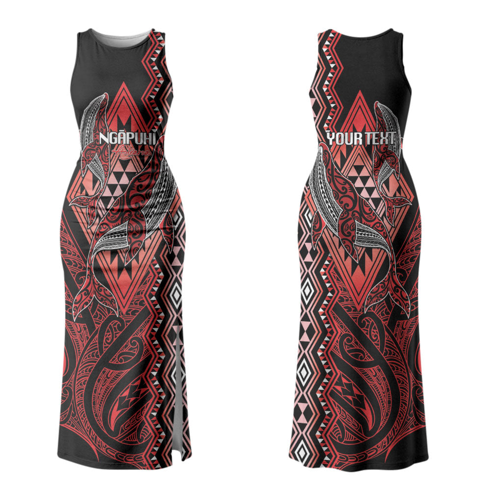 Aotearoa Iwi Ngapuhi Personalised Family Matching Tank Maxi Dress and Hawaiian Shirt NZ Maori Humpback Whale Taniko Motifs