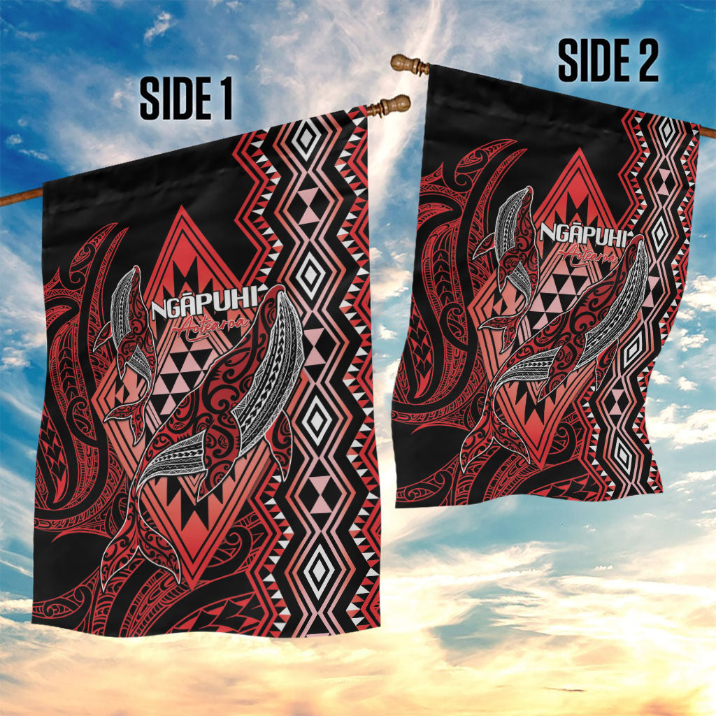 Aotearoa Iwi Ngapuhi Garden Flag NZ Maori Humpback Whale Taniko Motifs