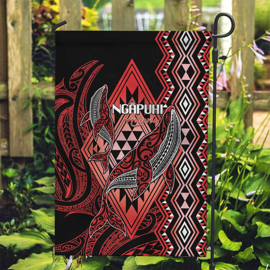 Aotearoa Iwi Ngapuhi Garden Flag NZ Maori Humpback Whale Taniko Motifs