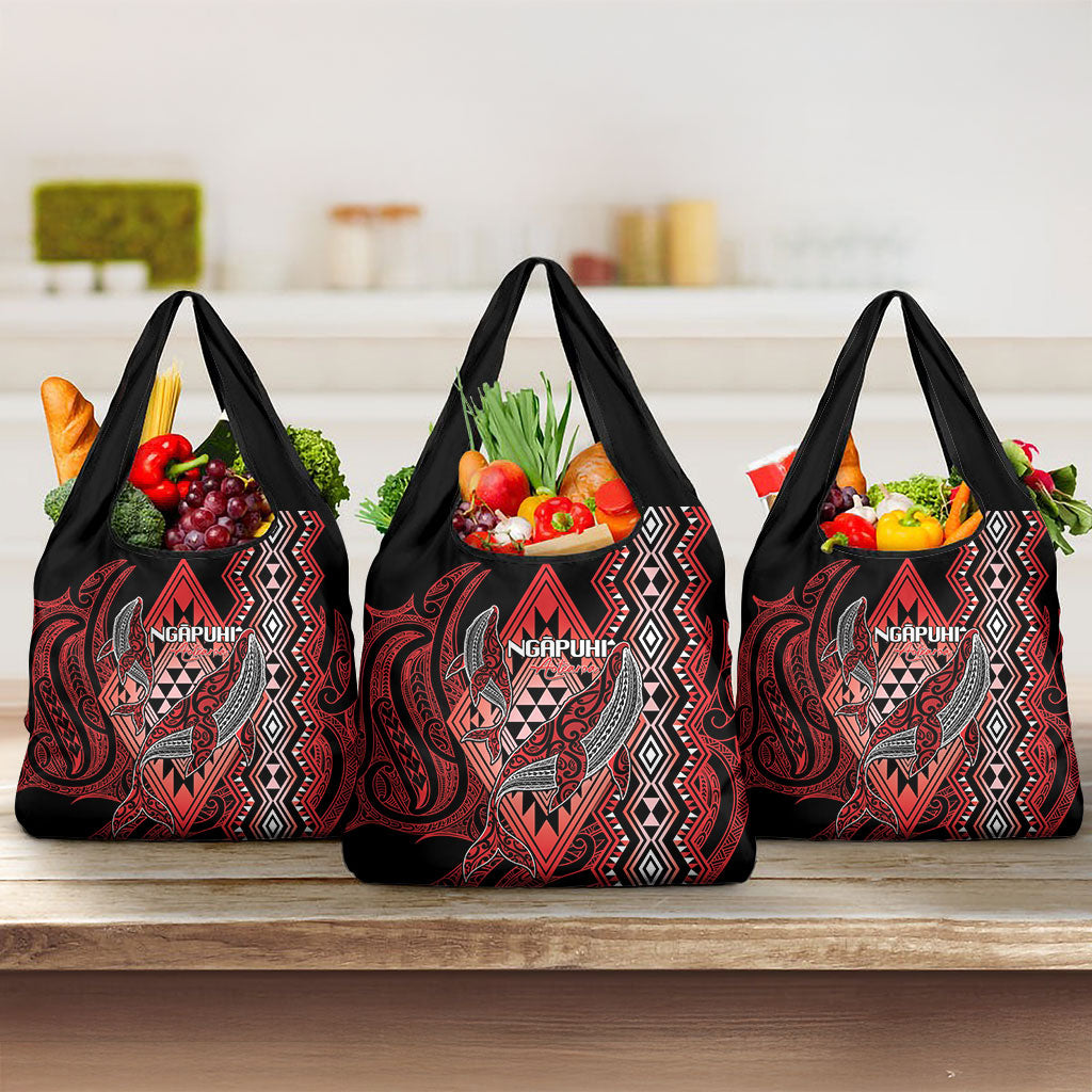 Aotearoa Iwi Ngapuhi Grocery Bag NZ Maori Humpback Whale Taniko Motifs